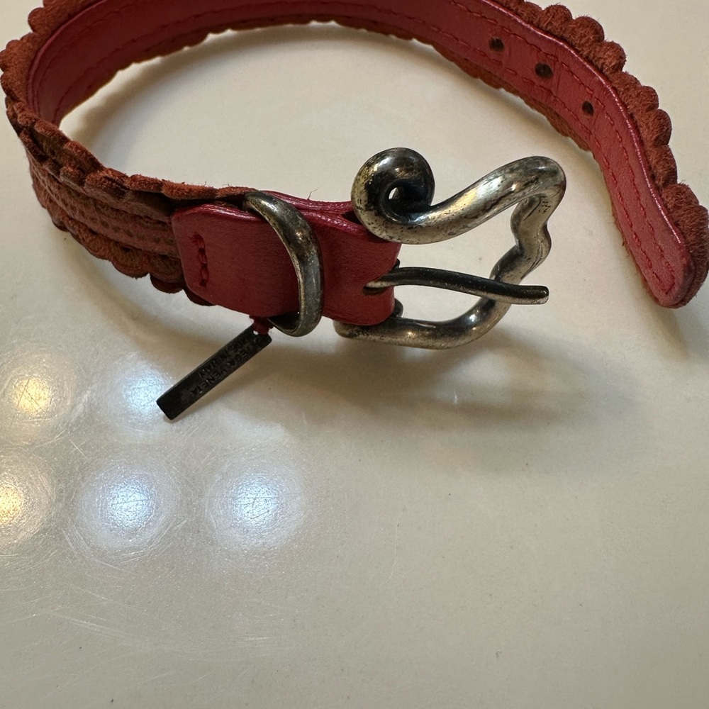 Authentic Bottega Veneta Red Leather Bracelet with Silver Buckle - Picture 2 of 4